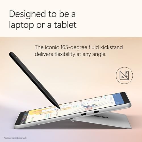 Back panel view of the platinum Microsoft Surface tablet emphasizing the built-in adjustable kickstand.