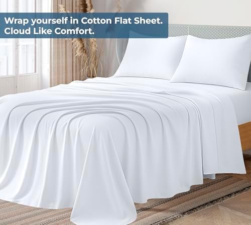 Close up view of the crisp white percale top sheet texture
