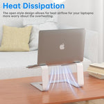Ventilated hollow design of the aluminum laptop stand demonstrating cooling airflow space.