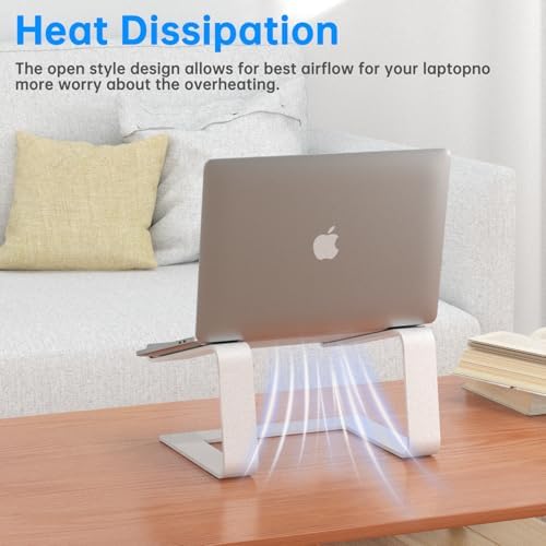 Ventilated hollow design of the aluminum laptop stand demonstrating cooling airflow space.