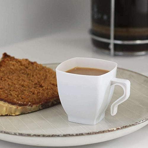 Elegant single use white plastic dessert cups being arranged for a gathering