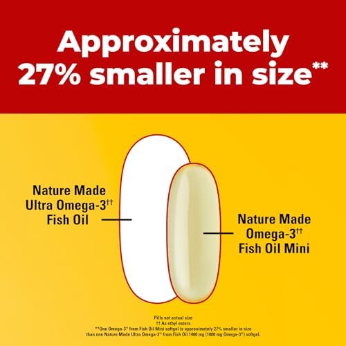 Nature Made Extra Strength Burp Less Fish Oil supplement label showing purity standards and mercury free certification