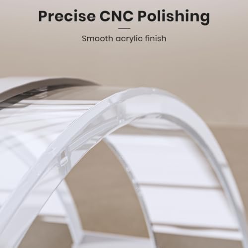 Transparent arch style vertical laptop stand showing natural cooling airflow concept
