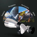 ModernMart pocket telescope next to travel gear showing its lightweight outdoor design.