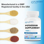 Puregen Labs non GMO gluten free potassium supplement close up