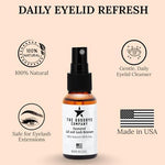 Hypochlorous acid eyelid cleanser spray in amber glass bottle for blepharitis treatment