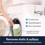 Good Laundry eco friendly biodegradable dryer sheet packaging back panel displaying chemical free ingredients