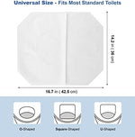 Flushable paper toilet liners being unfolded for public restroom hygiene.
