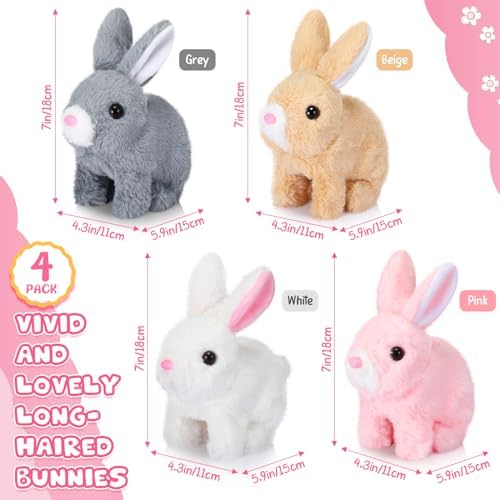 Halloscume electronic hopping rabbit toys displaying realistic long hair texture