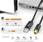Rear view of Cubilux USB A to TOSLINK cable aluminum casing