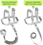 Close up of adjustable safety buckle on toddler leash harness