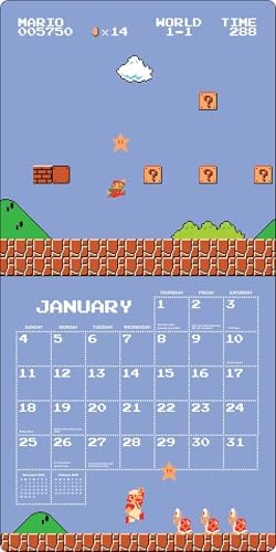 Super Mario Bros. 8-Bit Retro 2026 Wall Calendar + 6 Bonus Die-cut Notecards - Image 4