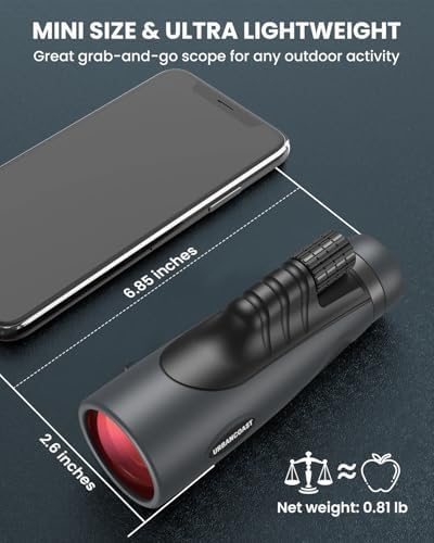 URBANCOAST lighthouse gray monocular telescope side view with protective lens covers attached