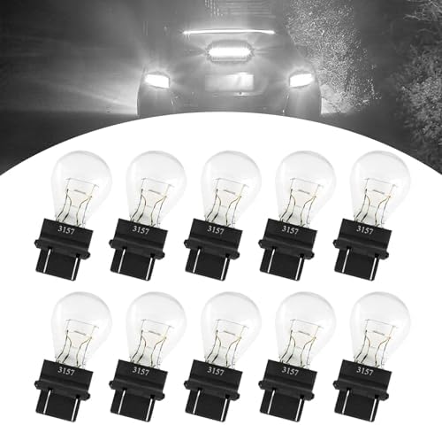 Leediga automotive brake tail light replacement ten pack displaying close up view of the durable plastic wedge base and brass contact pins
