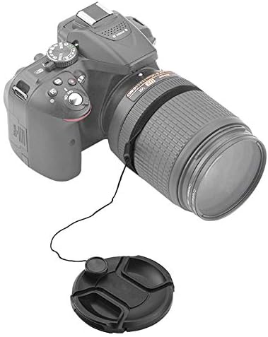 Premium protective lens cap kit with spare tether ropes spread out on a plain background.