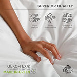 Linen Home breathable king size flat sheet draped elegantly to display fabric thickness