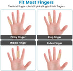 A pack of ten one size beige finger cots displayed neatly on a white surface highlighting the complete set count.