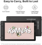 Rear view of the black HUION Kamvas 13 digital monitor highlighting the sleek lightweight build.
