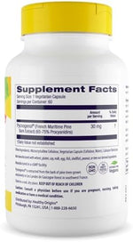 Healthy Origins French maritime pine bark extract 30 mg supplement label facts