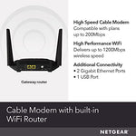 Netgear DOCSIS 3.0 high speed wireless gateway system displaying the two adjustable external antennas for wide coverage.