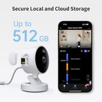 Aqara G100 wireless surveillance device highlighting the 140 degree field of view lens structure