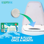 Back label of Septifix treatment box with instructions and safety information for homeowners.