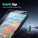 Side angle view of ultra-thin screen guard applied to e-reader