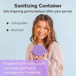 Pixie Cup sterilizing carry cup and hygiene wash for menstrual cup maintenance.