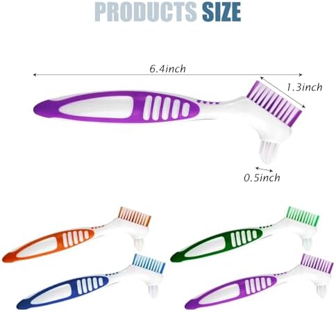 Close up view of the ergonomic rubber anti slip handle on the premium denture toothbrush cleaner.