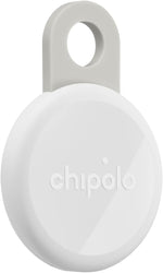 Chipolo Loop rechargeable bluetooth tracking tag front view in chalk white.