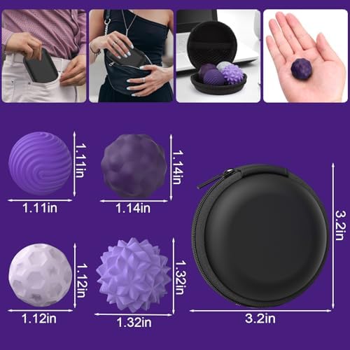 BUSOHA magnetic stress relief stones showing purple and white textured silicone shells.