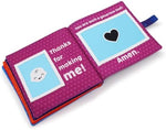 High contrast colorful patterns inside the toddler spiritual activity book.