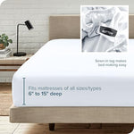 Bare Home fitted bottom sheet white color variant on bed