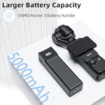 Portable camera battery handle mounted securely on the included mini tripod accessory.