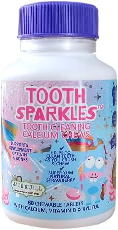 Jack N' Jill Tooth Sparkles strawberry flavored chewable tablets for kids.