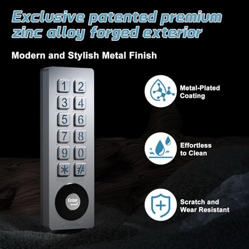 Thonf weather resistant garage opener keypad showcasing durable metal housing structure