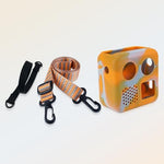 Orange and grey marbled silicone case for audio player