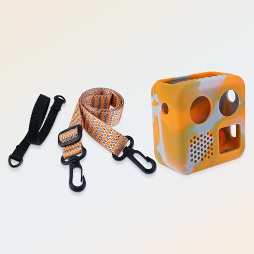 Orange and grey marbled silicone case for audio player
