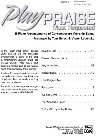Play Praise Most Requested - Book 4- Piano - Intermediate Level - Image 4