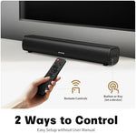 Rear connection ports of Rythflo soundbar including Optical and AUX inputs