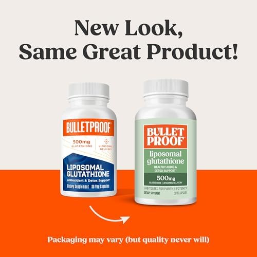 Bulletproof Liposomal Glutathione supplement bottle side view showing ingredients