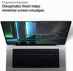 Top down view of Spigen MacBook Pro screen protector packaging