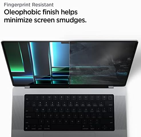 Top down view of Spigen MacBook Pro screen protector packaging