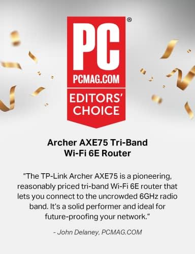 TP-Link AXE5400 high-speed gaming router displaying rear ports including one gigabit WAN port and four gigabit LAN ports.