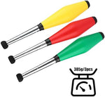 Alvinlite foam juggling clubs being held to demonstrate the lightweight 8.5 ounce hand grip