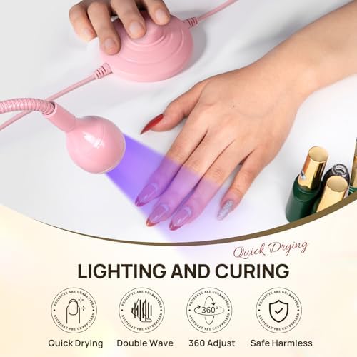 Side view of the AORAEM pink duck neck LED lamp curing gel extensions