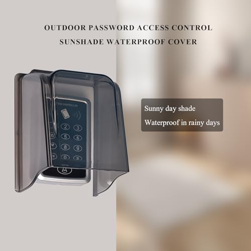 Yugeug protective keypad shield demonstrating water deflection on main gate door