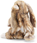 Folkmanis rabbit puppet held by a person showing hand control functionality