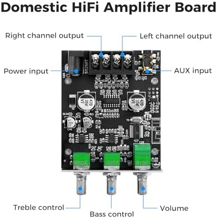 Top angle view of the Class D stereo digital audio module with heatsink installed.