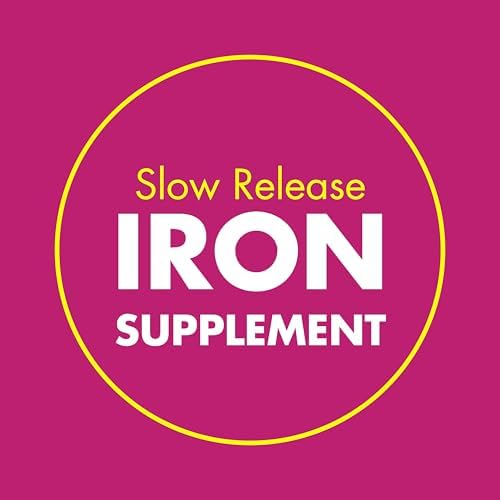 Slow Fe slow release iron supplement tablet count information and gentle delivery system features on packaging